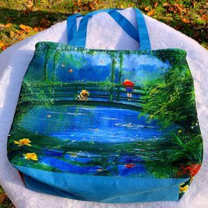 Disney Winnie the Pooh Watercolor Print Women's Zippered Tote Bag